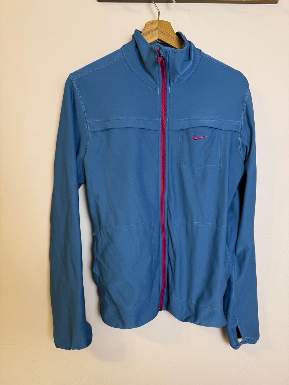 Nike Women’s Zip Up Blue Pink Long Sleeve Sz M